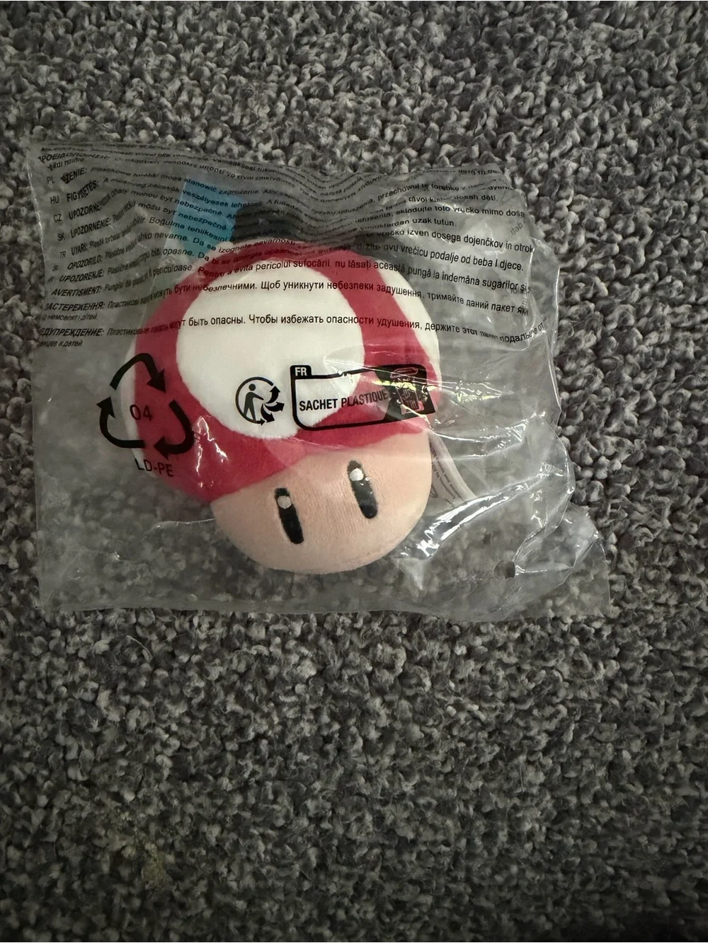 Nintendo Super Mario Toad Mushroom Plush book bag clip